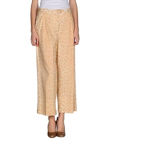 NWT Roberto Cavalli Beige leopard print wide leg pants